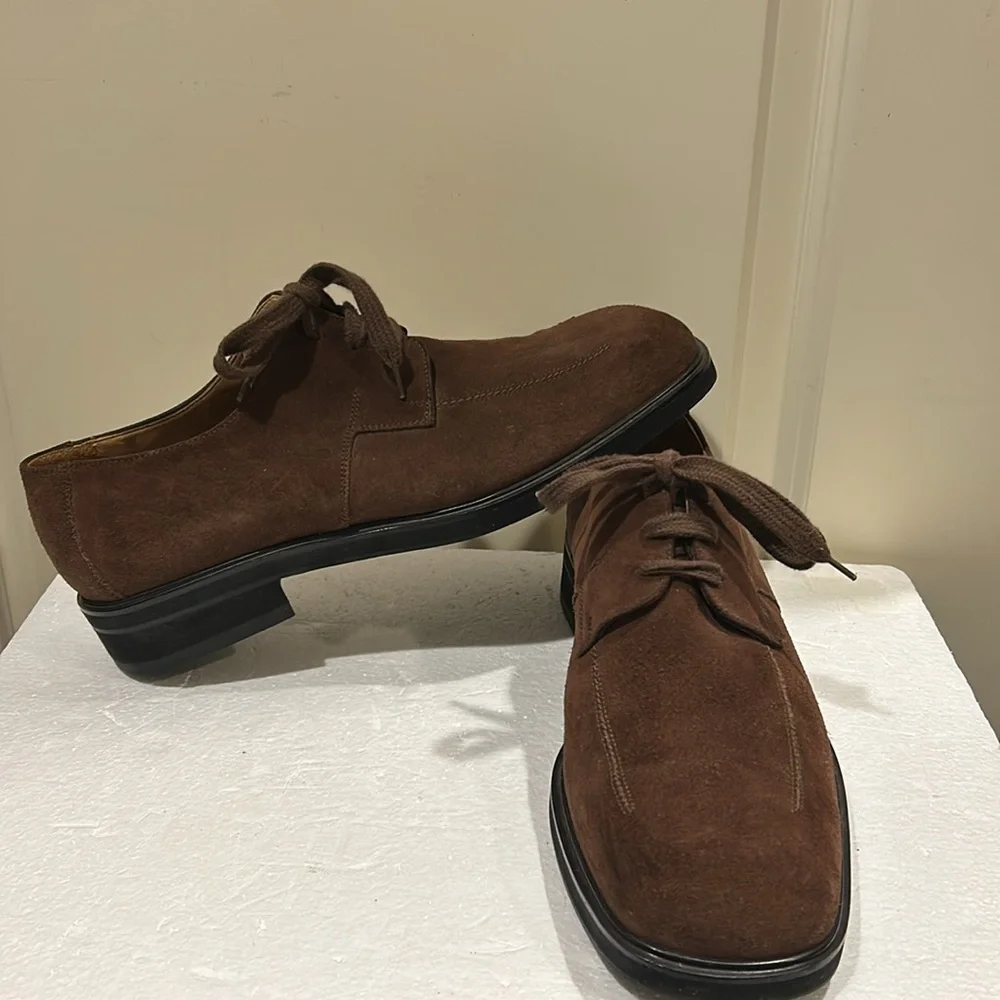 Bally Oxfords Griot suede LaceUp square toe dress shoes Made in Italy size 10.5
